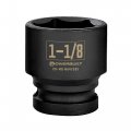 Powerbuilt 1 2 In Drive X 1-1 8 Sae Impact Socket 6 Point Chrome Moly Construction With Black Phosphate Finish And Z Fastener 