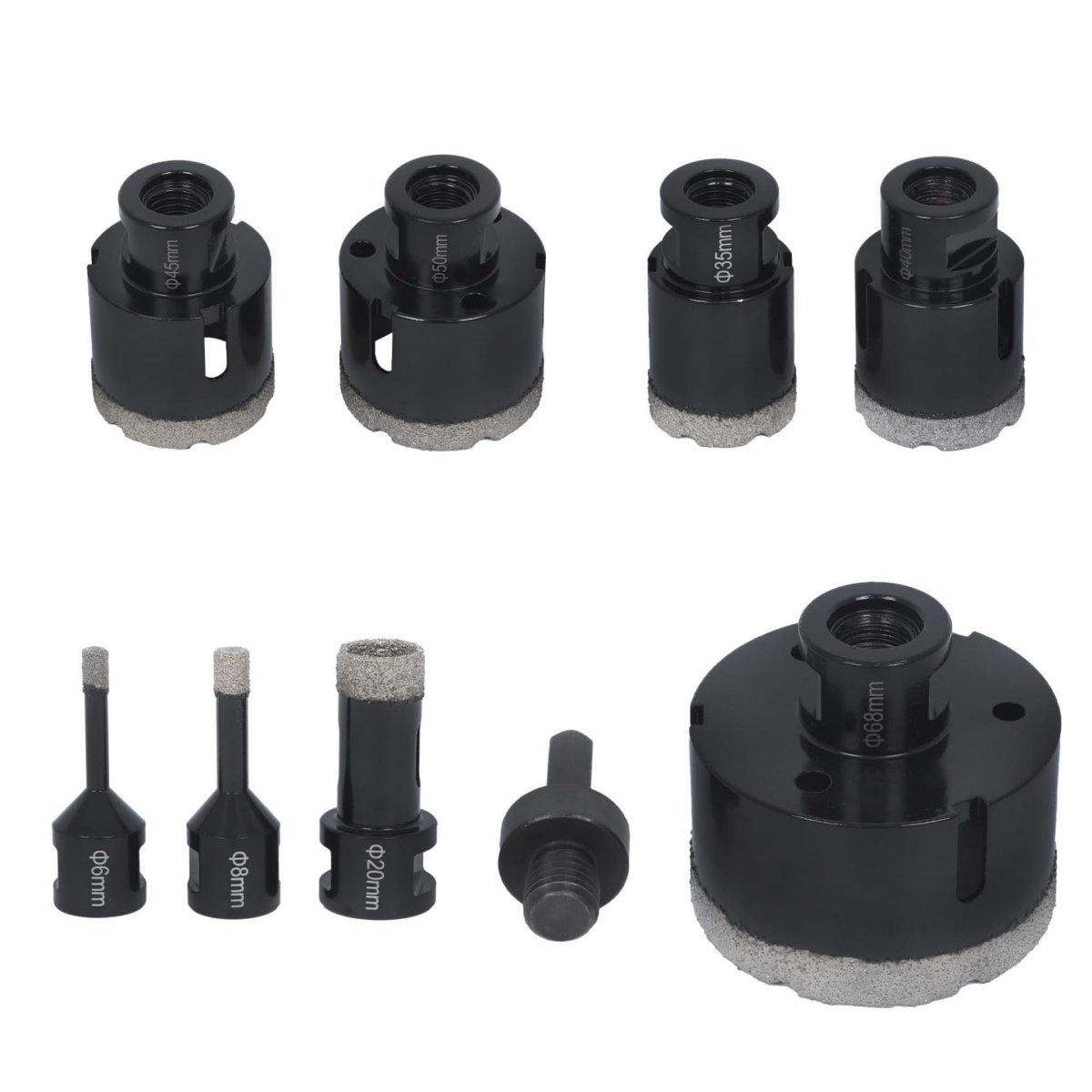 9 Piece Diamond Drill Bit Set Core Hole Saw Kit For Tile Ceramic Marble Granite Stone Cutting 6 To 68mm 0 23 2 68 In M14 Thread