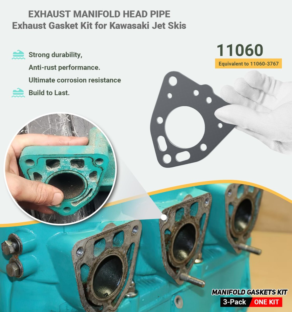 Kawasaki Jet Skis 1100 Zxi Stx Di Ultra 130 Exhaust Manifold Exhaust Head Rebuild Gaskets Kit