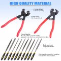 12 Piece Mosaic Tools Set With Wheeled Glass Nippers Tile Cutter Pliers And 10 High Strength Needle Files For Ceramic Cutting