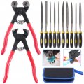 Glarks 12pcs Mosaic Tools Set Heavy Duty Wheeled Glass Nippers And Tile Cutter Pliers With 10pcs High Strength Needle File For 