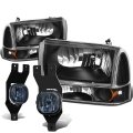 Auto Dynasty For Ford Super Duty 4 Pieces Black Housing Amber Corner Headlights Smoked Lens Fog Lights Switch 