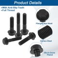 20pcs M8-1 25 X 40mm Metric Flange Hex Cap Bolt Partial Thread Din 6921 Flanged Bolts Hexagon Screws Carbon Steel Black Oxide