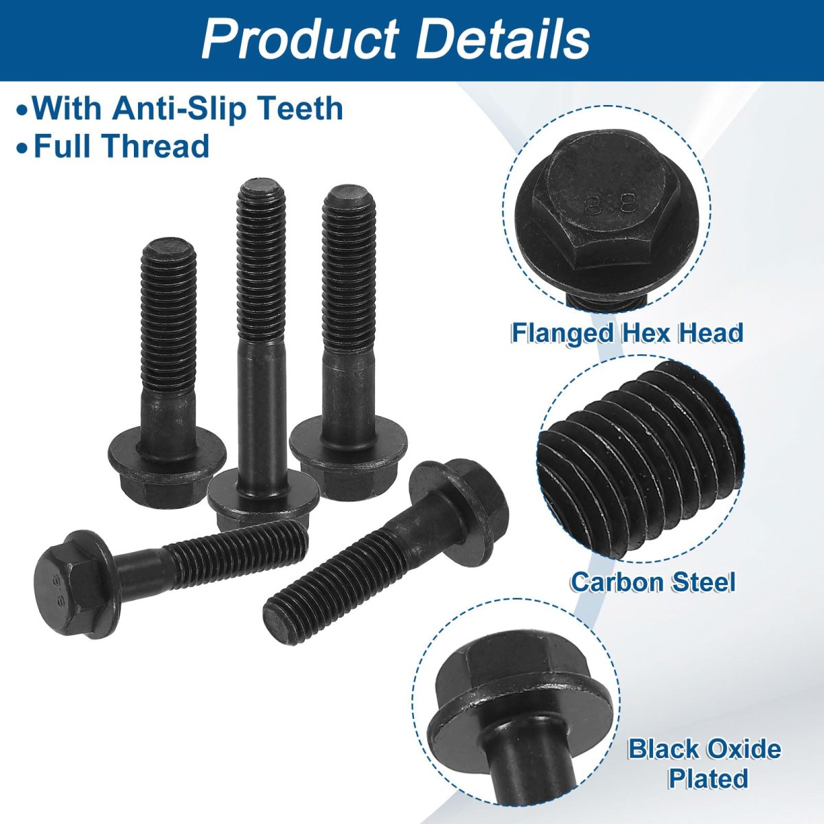 20pcs M8-1 25 X 40mm Metric Flange Hex Cap Bolt Partial Thread Din 6921 Flanged Bolts Hexagon Screws Carbon Steel Black Oxide