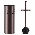 Toilet Plunger With Holder For Bathroom Multi Drain Suitable Also Bathtubs Quick Dry Bronze 