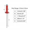 Uxcell Blind Rivets 3 2mm X 5mm Aluminum Open End Flat Round Head Rivet For Joining Metal Plate Leather Red 200 Pcs