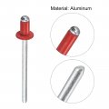 Uxcell Blind Rivets 3 2mm X 5mm Aluminum Open End Flat Round Head Rivet For Joining Metal Plate Leather Red 200 Pcs