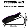 Mingzaiqipei Glasses Holders For Car Sun Visor 2 Pcs Bling Diamond Sunglasses Eyeglasses Mount With Ticket Card Clip Purple