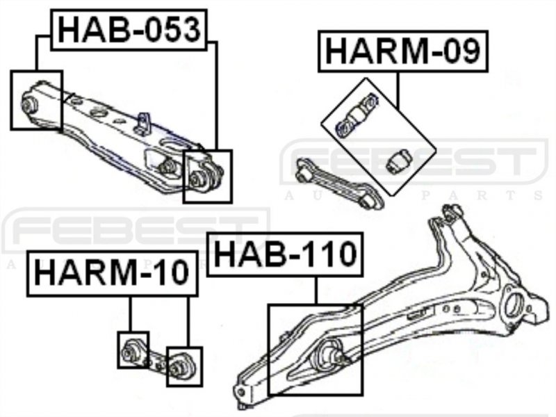 52393sr3004 Arm Bushing Rear Rod Kit For Honda Febest