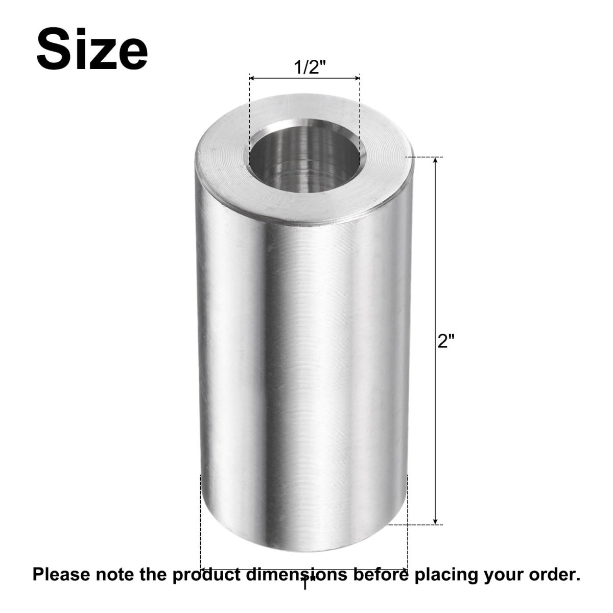 10pcs Stainless Steel Spacer 2 In Bore X 1 Od Length Round Metal Screw Bushing Plain Finish For M12 Screws Bolts And Rods