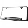 Stainless Steel License Plate Frame Black Black Carbon Fiber Domed Insert 