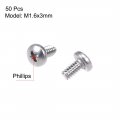 Uxcell M1 6x3mm Machine Screws Pan Phillips Cross Head Screw 304 Stainless Steel Fasteners Bolts 50pcs