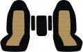 Custom Fit Captains Chair Seat Covers For 1999 To 2001 Ford F150 F250 F350 Black And Tan Velour With 3 Armrest Set Of 2 