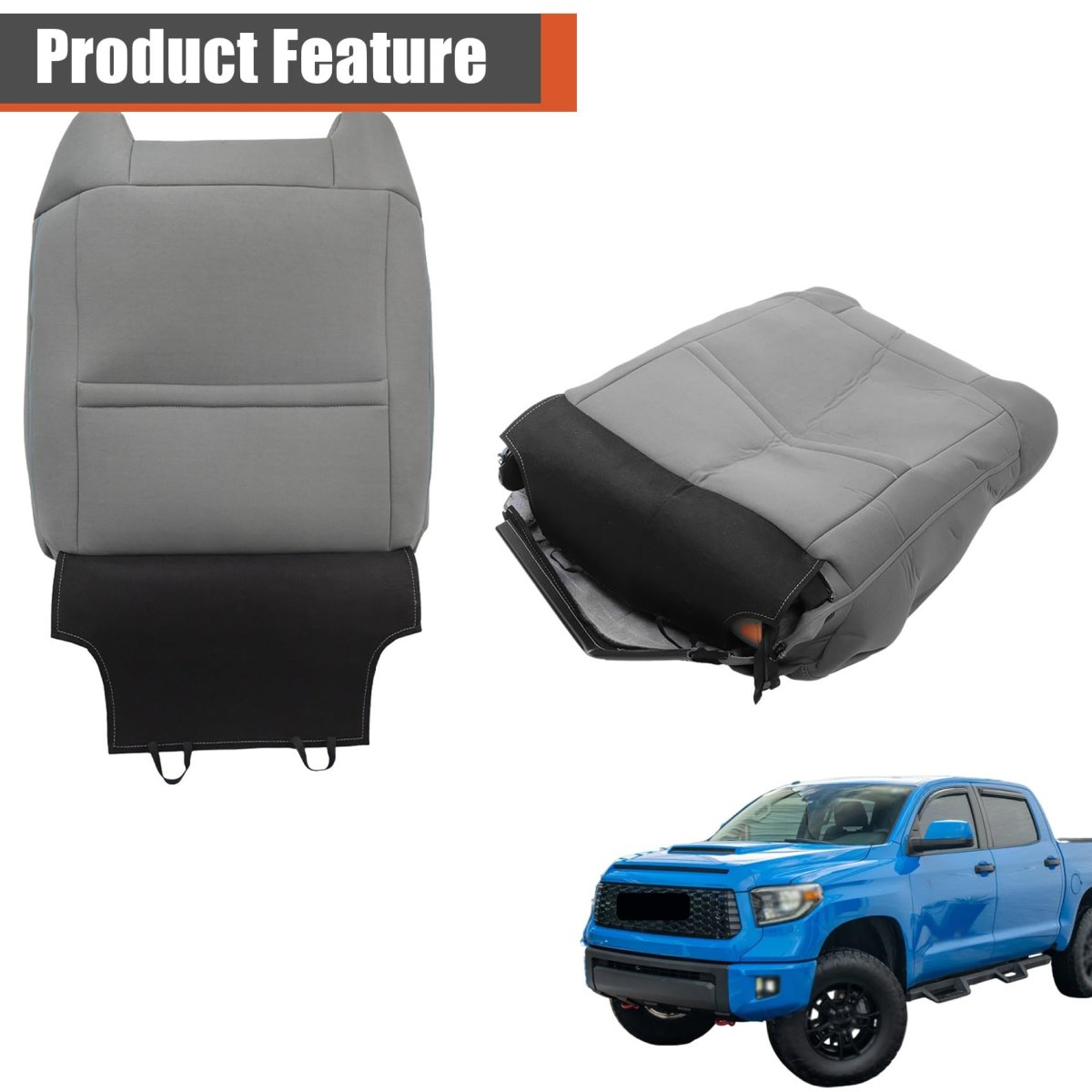 Front Driver And Passenger Side Top Lean Back Gray-black Cloth Seat Cover Replacement For Tundra 2014-2021