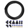 Uxcell Pneumatic 6mm Od Polyurethane Pu Air Hose Tubing Kit 10 Meters Black With 14 Pcs Push To Connect Fittings