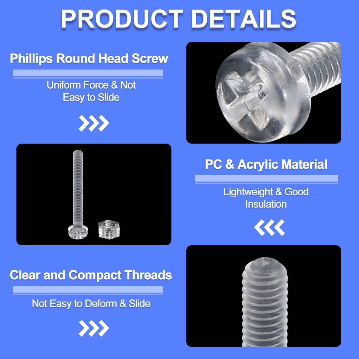 3set Clear Acrylic Screws Kit M3 X 25mm Round Head Phillips Bolts With Hex Nuts And For Machine Accessories Electronic