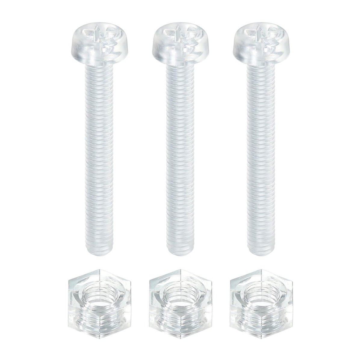3set Clear Acrylic Screws Kit M3 X 25mm Round Head Phillips Bolts With Hex Nuts And For Machine Accessories Electronic