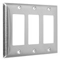 Hubbell-bell Wss-rrr Standard Stainless Steel Wallplate With Three Decorator Rocker Gang Smooth Brushed Finish 