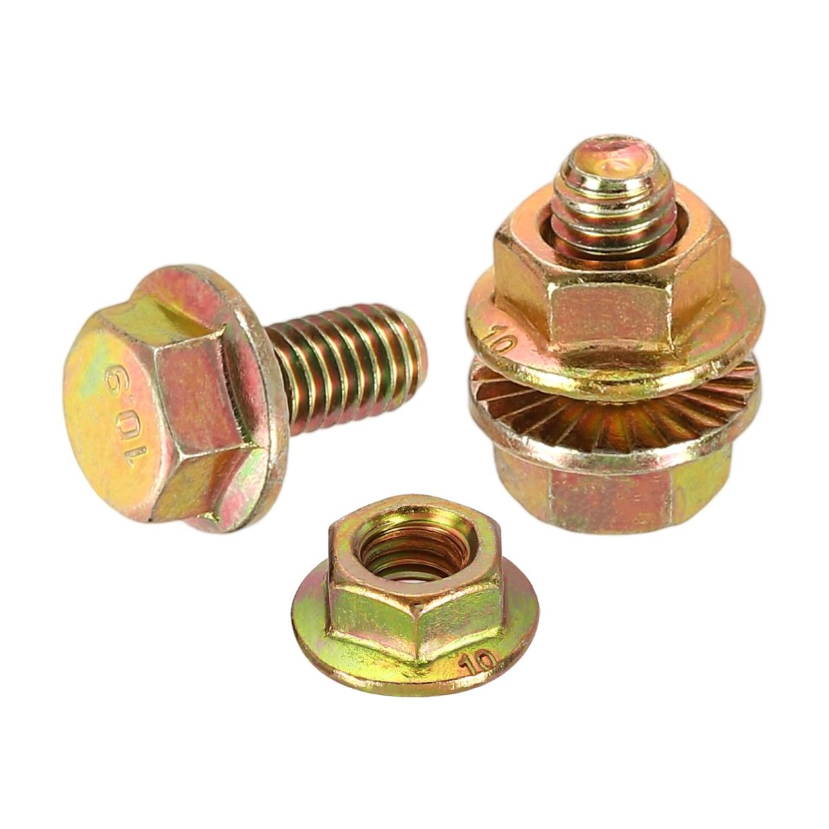 M6 X 12mm Flanged Hex Head Bolts 20pcs Zinc-plated Carbon Steel Flange Hexagon Screws With Nuts Fully Threaded For Machinery