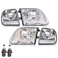 Headlight Parking Lights Assembly For Ford F150 1997-2003 Fit F250 1997-1999 Expedition 1997-2002 Clear Lens Chrome Housing 