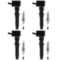 4 Ignition Coils And Iridium Spark Plugs Set Compatible 2021 For Land Rover Defender 90 3 0l L6 2018-2021 Jaguar E-pace 2 L4