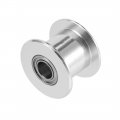 Uxcell Aluminum 5mm Bore Toothless 2mm Pitch Timing Belt Pulley With Ball Bearing