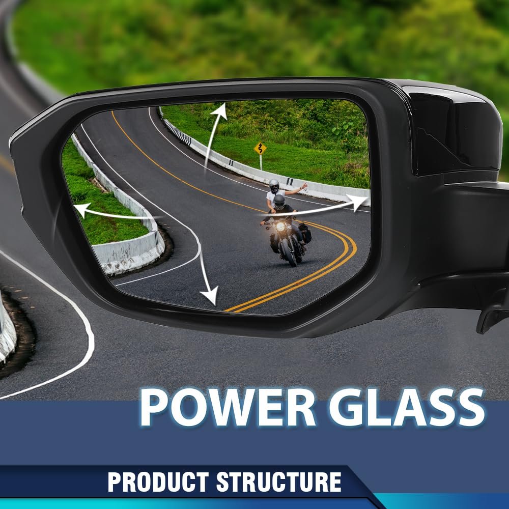 Left Driver Side Door Mirror For Honda Civic 2016 2021 Power Heated 5 Pin Manual Folding Glossy Black Ho1320284
