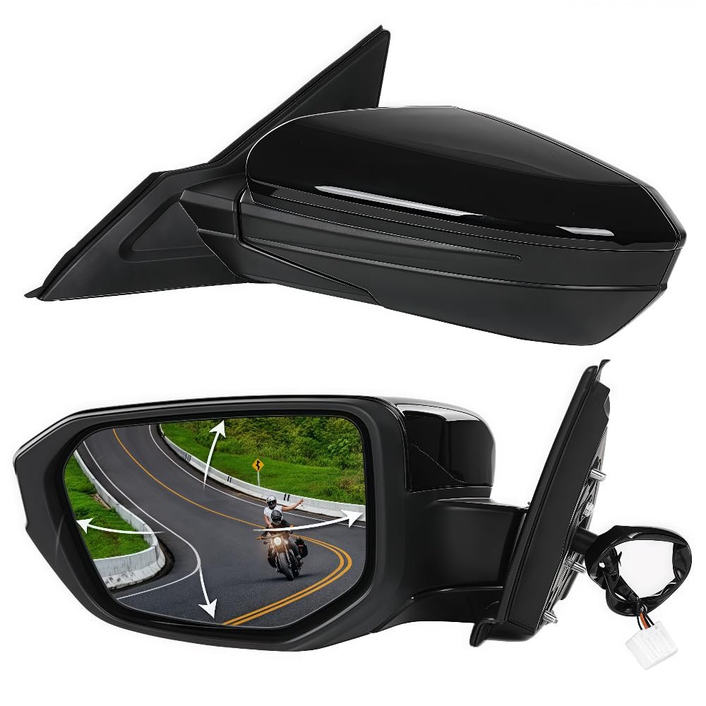 Left Driver Side Door Mirror For Honda Civic 2016 2021 Power Heated 5 Pin Manual Folding Glossy Black Ho1320284