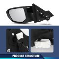 Left Driver Side Door Mirror For Honda Civic 2016 2021 Power Heated 5 Pin Manual Folding Glossy Black Ho1320284