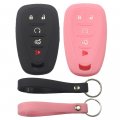 Rubber Silicone 5 Button Smart Key Fob Cover Case With Keychain For Chevrolet Traverse Blazer Trailblazer Camaro Malibu Black 