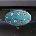 Coffee Lover Pattern Cute Travel Cups Oval Tow Trailer Hitch Cover Plug Insert