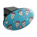 Coffee Lover Pattern Cute Travel Cups Oval Tow Trailer Hitch Cover Plug Insert