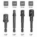 Uxcell Impact Grade Socket Adapter Set Extension Bit 1 4 Hex Shank 3 8 And 2 Drive For Turns Power Drill Into High Speed Nut