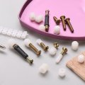 50pcs Plastic Hinge Dowel Inserts M4 X 8mm Furniture Pre-inserted Nuts With Self-tapping Screws For Kitchen Cabinet Door Hinges 
