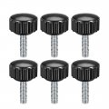 M4 X 15mm Metric Male Thread Knurled Clamping Knobs Grip Thumb Screw On Type Plastic Threaded Hand Bolt Black 6 Pcs 