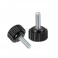 M4 X 15mm Metric Male Thread Knurled Clamping Knobs Grip Thumb Screw On Type Plastic Threaded Hand Bolt Black 6 Pcs