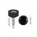 M4 X 15mm Metric Male Thread Knurled Clamping Knobs Grip Thumb Screw On Type Plastic Threaded Hand Bolt Black 6 Pcs
