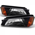 Akkon For Chevy Avalanche Body Cladding Model Black Bezel Bumper Turn Signal Light Lamps Replacement Pair 