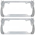 Bdk Chrome Plated Rust-proof Die-cast Stainless Metal License Plate Frame Holder Universal Size Island Vibes Palm Trees Pack Of 