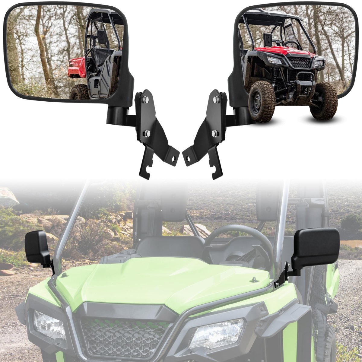 Adjustable Side Mirrors For Honda Pioneer 520 2021-2025 500 2015-2023 High-definition Clear Exterior Wider Foldable Rearview