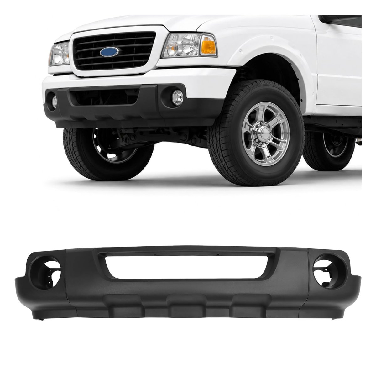 Front Bumper Lower Valance With Fog Light Holes For 2008 2011 Ford Ranger Sport Xl Xlt Fl4 Without Stx Model Textured Black