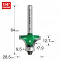 Craftpro Guided Rounded Over Router Bit 1 4 In Shank 56 Radius 1 2 Cut Length Tungsten Carbide Tipped C077x1 4tc
