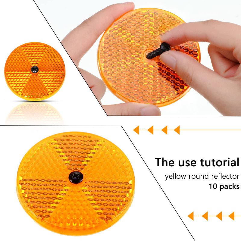 10 Pack Front Reflector Round For Driveway Fence Gate Posts Trailers Safetys Automobiles Boats Mailboxes Reflector With Center