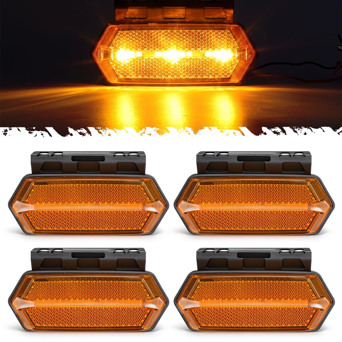 4 6 In Amber Led Side Marker Clearance Lights With Reflex Reflector Pack Universal 12v For Trailer Truck Rv And Camper