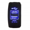 Qiilu Dual Usb Rocker Switch Fast Socket Power Blue Led Carling Arb 5v 3 1a Switches Panel 12v 24v For Marine Boat Car Cart Utv