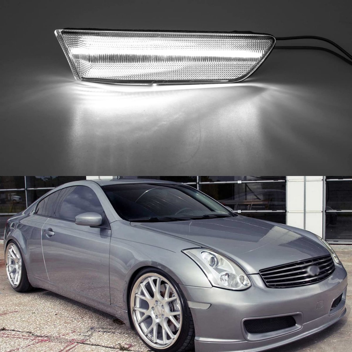 Xenon White Led Side Marker Lights For 2003 2004 2005 2006 2007 Infiniti G35 Coupe Clear Lens Front Bumper Turn Signal Assembly
