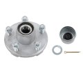 Pre-assembled 5 On 4 Inch Galvanized Trailer Hub Bearing Kit Includes Dust Cap With Rubber Plugs Suitable For 1-1 16 Spindle