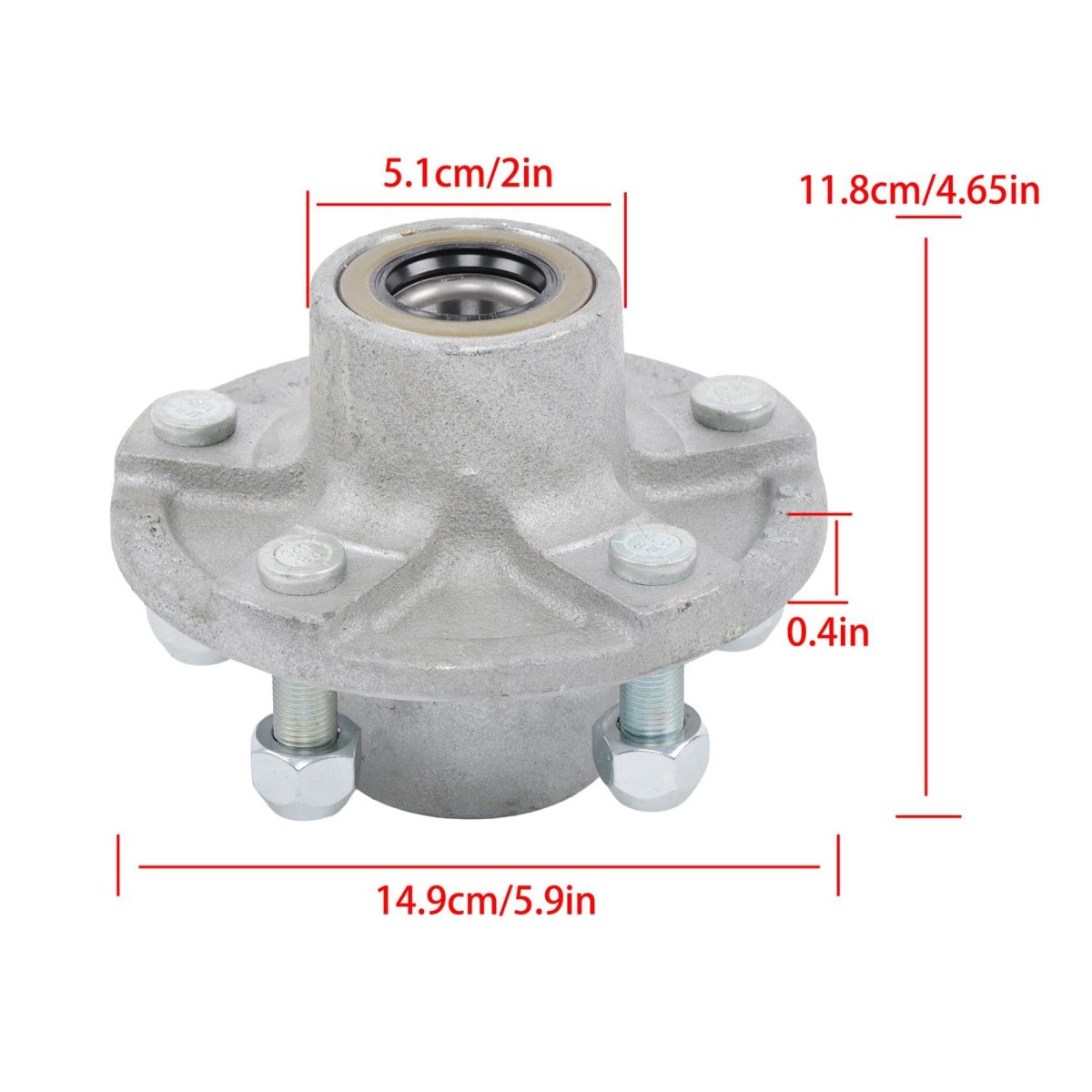 Pre-assembled 5 On 4 Inch Galvanized Trailer Hub Bearing Kit Includes Dust Cap With Rubber Plugs Suitable For 1-1 16 Spindle