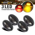 Partsam For 1999-2010 Ford F350 F450 F550 Led Side Fender Marker Light Smoke Lens 2x Amber Red Kit