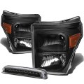 Compatible With Ford Super Duty 3rd Gen Pair Of Black Housing Amber Corner Headlight Led Brake Light W O Cargo